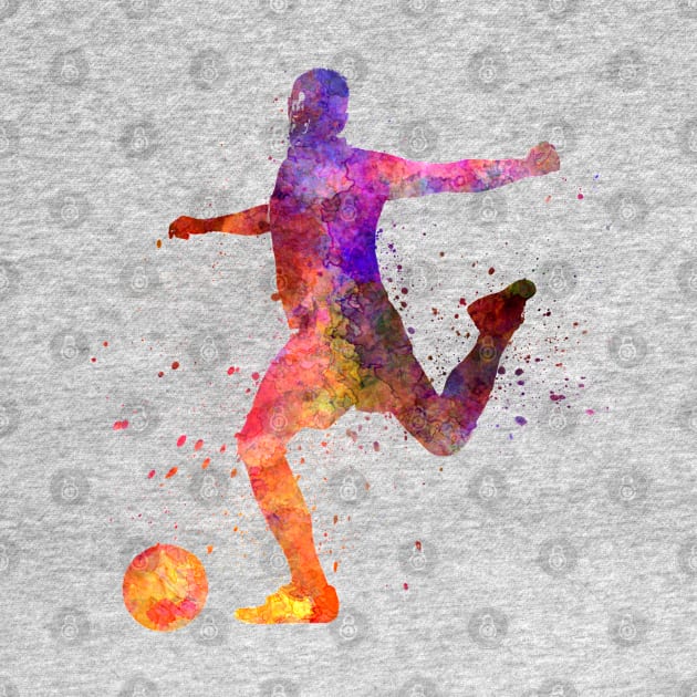 Soccer player in watercolor by PaulrommerArt